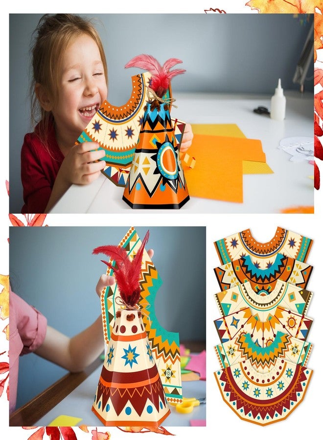 WinnerWhy 24 Pcs Native American Tee Pee Crafts Kits for Kids Make Your Own Teepee Crafts DIY Native American Month Tent Decoration Craft Kit Tee Pee DIY Crafts School Culture Celebration Activities - Image 5